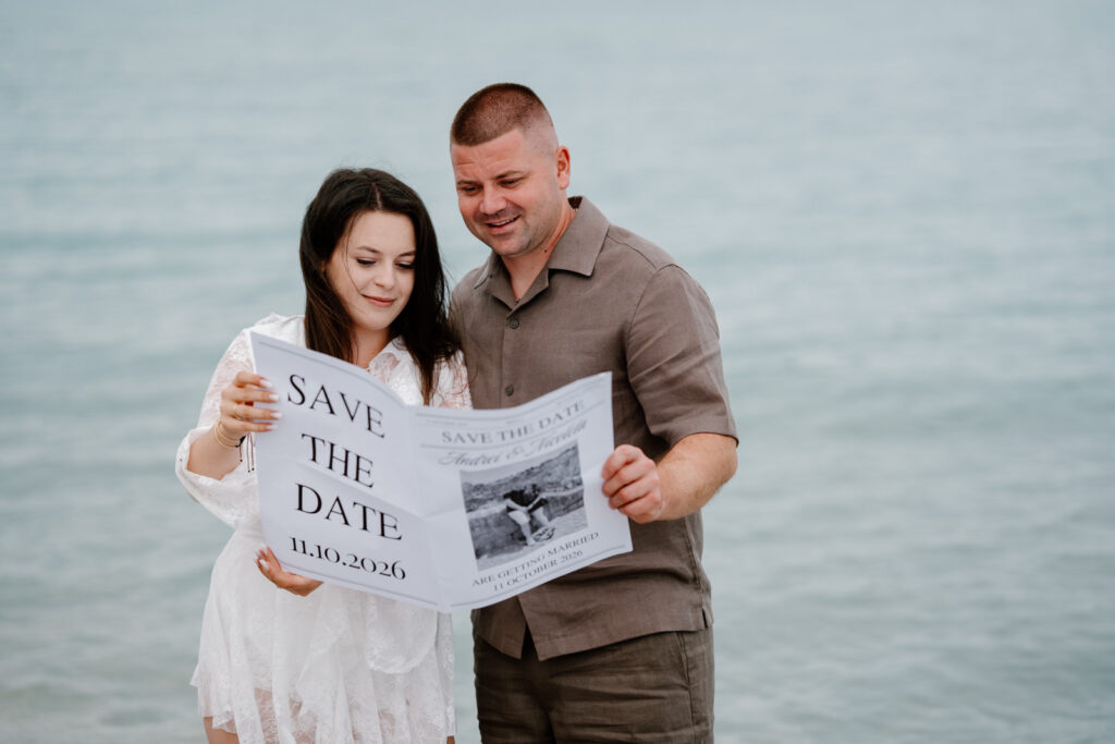 Lucian Crestez in save the date cu mirii